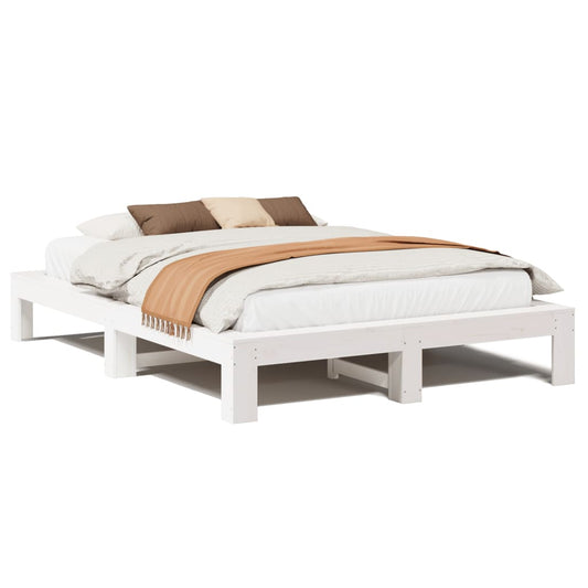 Bed Frame without Mattress White 140x200 cm Solid Wood Pine Bed Frame without Mattress White 140x200 cm Solid Wood Pine