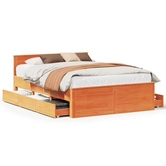 Bed Frame without Mattress with Headboard Wax Brown 140x200 cm Solid Wood Pine Bed Frame without Mattress with Headboard Wax Brown 140x200 cm Solid Wood Pine