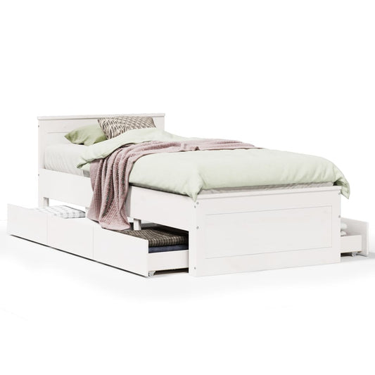 Bed Frame without Mattress with Headboard White 90x200 cm Solid Wood Pine Bed Frame without Mattress with Headboard White 90x200 cm Solid Wood Pine