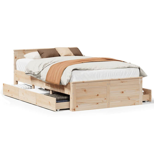 Bed Frame without Mattress with Headboard 135x190 cm Double Solid Wood Pine Bed Frame without Mattress with Headboard 135x190 cm Double Solid Wood Pine