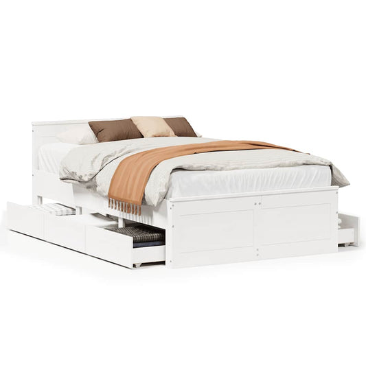 Bed Frame without Mattress with Headboard White 120x190 cm Small Double Solid Wood Pine Bed Frame without Mattress with Headboard White 120x190 cm Small Double Solid Wood Pine
