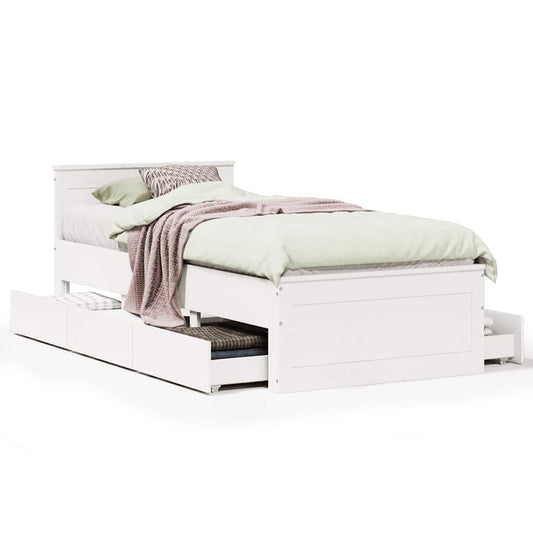 Bed Frame without Mattress with Headboard White 75x190 cm Small Single Solid Wood Pine Bed Frame without Mattress with Headboard White 75x190 cm Small Single Solid Wood Pine