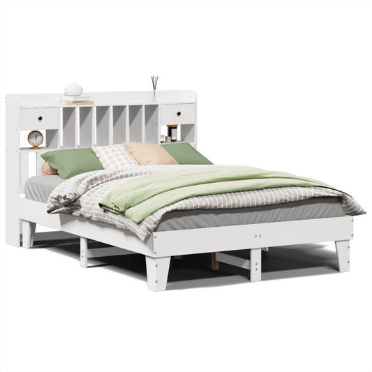 Bed Frame without Mattress White 140x190 cm Solid Wood Pine Bed Frame without Mattress White 140x190 cm Solid Wood Pine