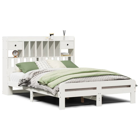 Bookcase Bed without Mattress White 150x200 cm King Size Solid Wood Pine Bookcase Bed without Mattress White 150x200 cm King Size Solid Wood Pine