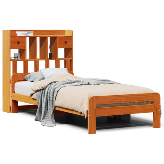 Bookcase Bed without Mattress Wax Brown 75x190 cm Small Single Solid Wood Pine Bookcase Bed without Mattress Wax Brown 75x190 cm Small Single Solid Wood Pine
