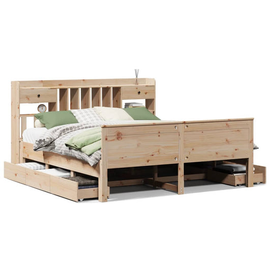 Bookcase Bed without Mattress 180x200 cm Super King Solid Wood Pine Bookcase Bed without Mattress 180x200 cm Super King Solid Wood Pine
