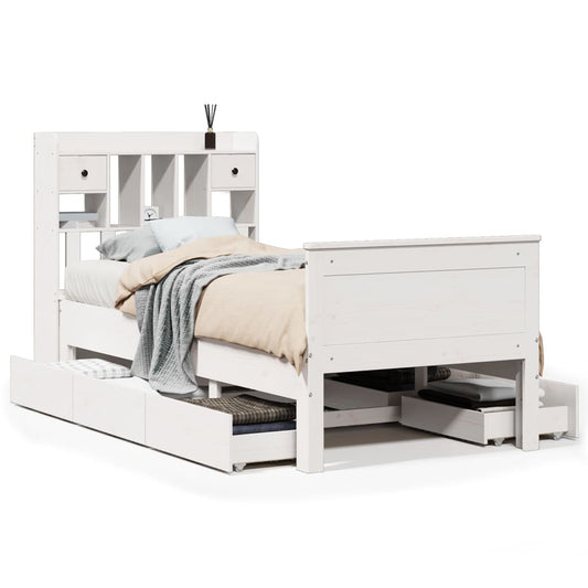 Bookcase Bed without Mattress White 75x190 cm Small Single Solid Wood Pine Bookcase Bed without Mattress White 75x190 cm Small Single Solid Wood Pine