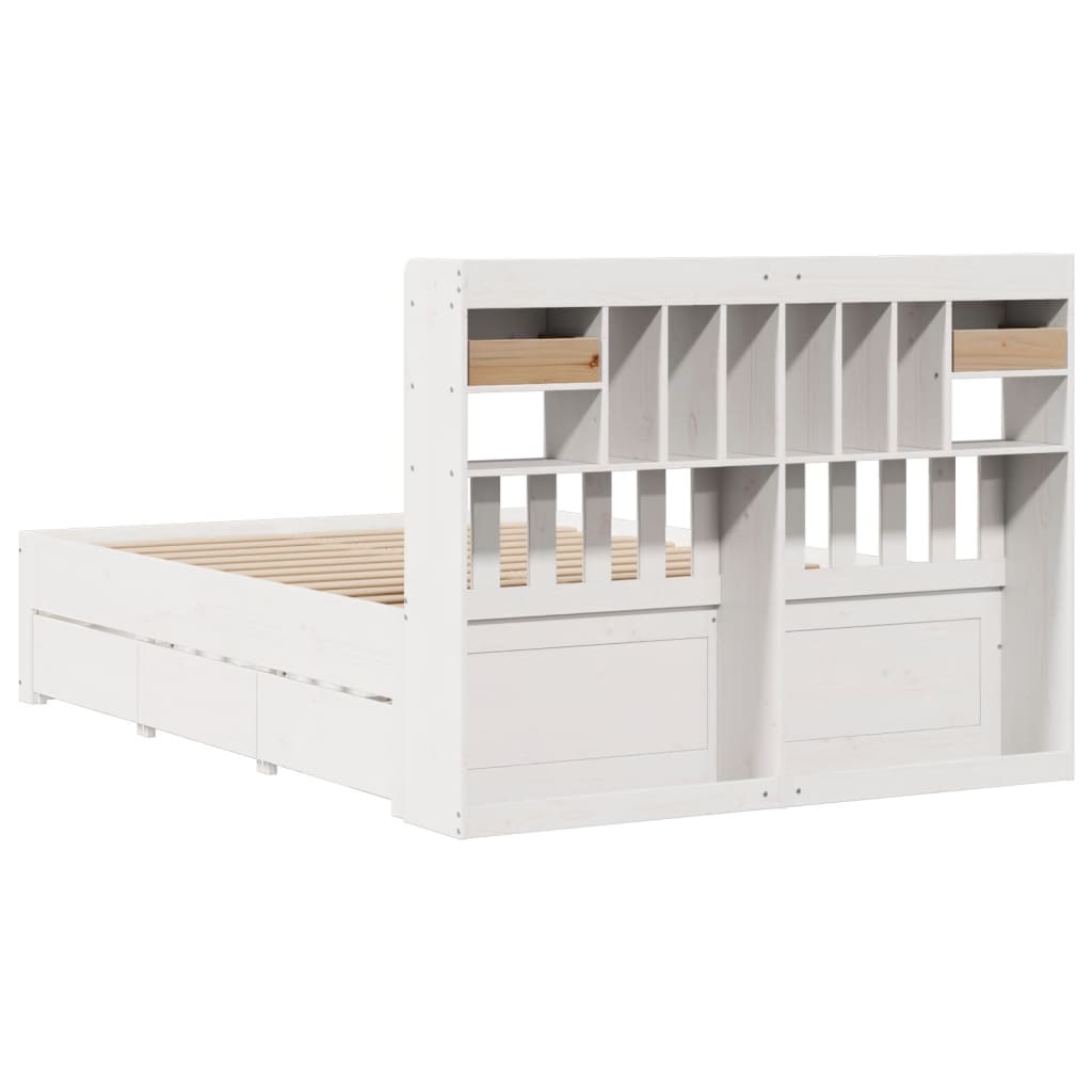 Bookcase Bed without Mattress White 150x200 cm Solid Wood Pine