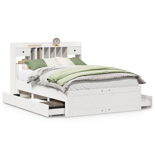 Bookcase Bed without Mattress White 140x200 cm Solid Wood Pine Bookcase Bed without Mattress White 140x200 cm Solid Wood Pine