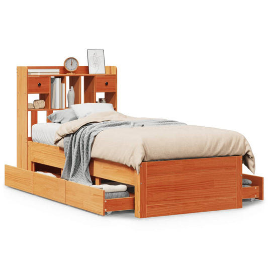 Bookcase Bed without Mattress Wax Brown 100x200 cm Solid Wood Pine Bookcase Bed without Mattress Wax Brown 100x200 cm Solid Wood Pine