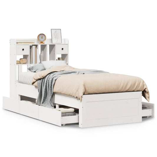 Bookcase Bed | White | Solid pinewood | 90x200 cm | Bookcase Bed Bookcase Bed | White | Solid pinewood | 90x200 cm | Bookcase Bed