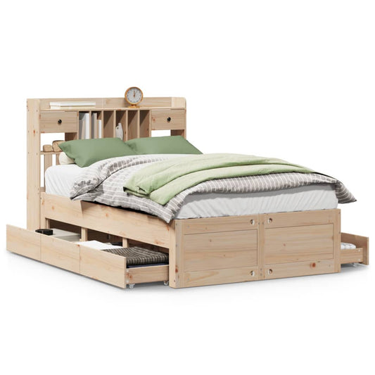 Bookcase Bed without Mattress 135x190 cm Double Solid Wood Pine Bookcase Bed without Mattress 135x190 cm Double Solid Wood Pine