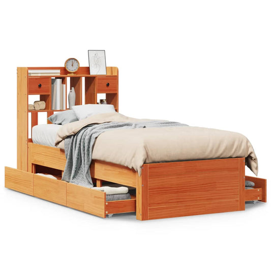 Bookcase Bed without Mattress Wax Brown 75x190 cm Small Single Solid Wood Pine Bookcase Bed without Mattress Wax Brown 75x190 cm Small Single Solid Wood Pine