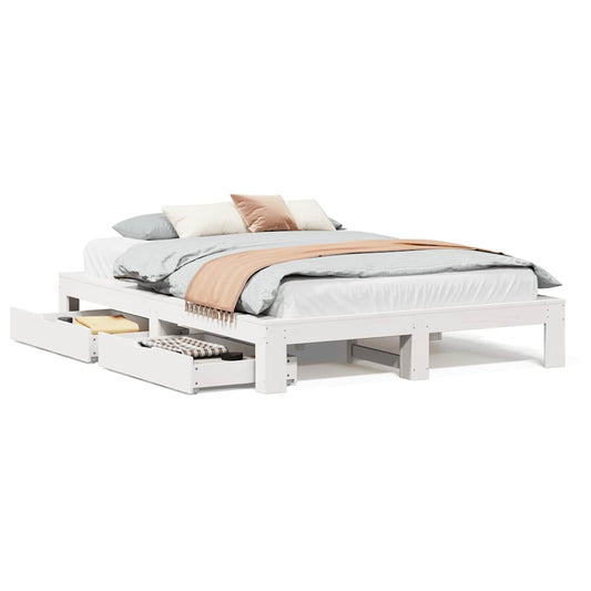 Bed Frame without Mattress White 140x200 cm Solid Wood Pine Bed Frame without Mattress White 140x200 cm Solid Wood Pine