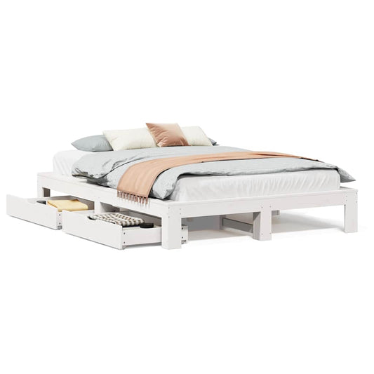 Bed Frame without Mattress White 140x190 cm Solid Wood Pine Bed Frame without Mattress White 140x190 cm Solid Wood Pine