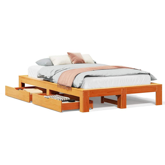 Bed Frame without Mattress Wax Brown 120x190 cm Small Double Solid Wood Pine Bed Frame without Mattress Wax Brown 120x190 cm Small Double Solid Wood Pine