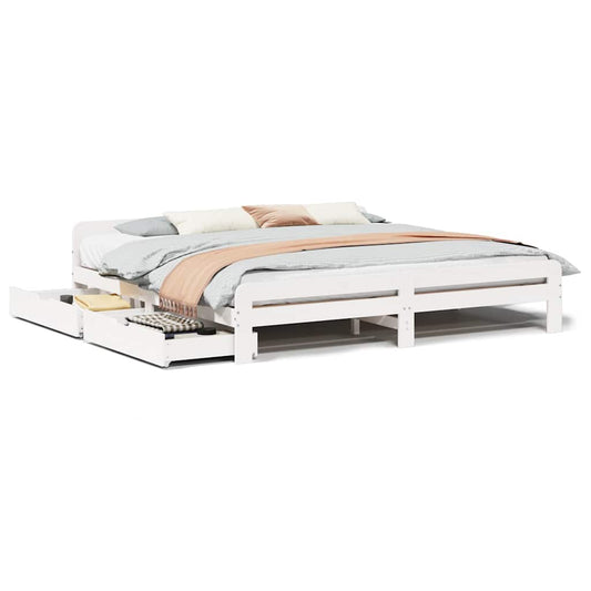 Bed frame without Mattress White 180x200 cm Super King Solid Wood Pine Bed frame without Mattress White 180x200 cm Super King Solid Wood Pine