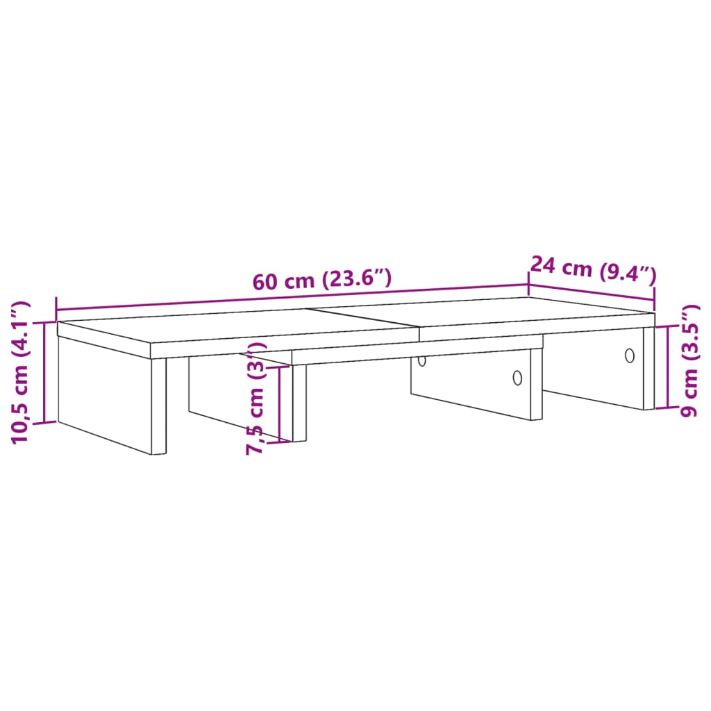 Monitor Stand Adjustable Artisan Oak 60x24x10,5 cm Engineered Wood