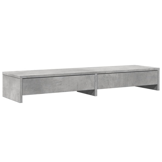 Monitor Stand with Drawers Concrete Grey 100x27x15 cm Engineered Wood Monitor Stand with Drawers Concrete Grey 100x27x15 cm Engineered Wood