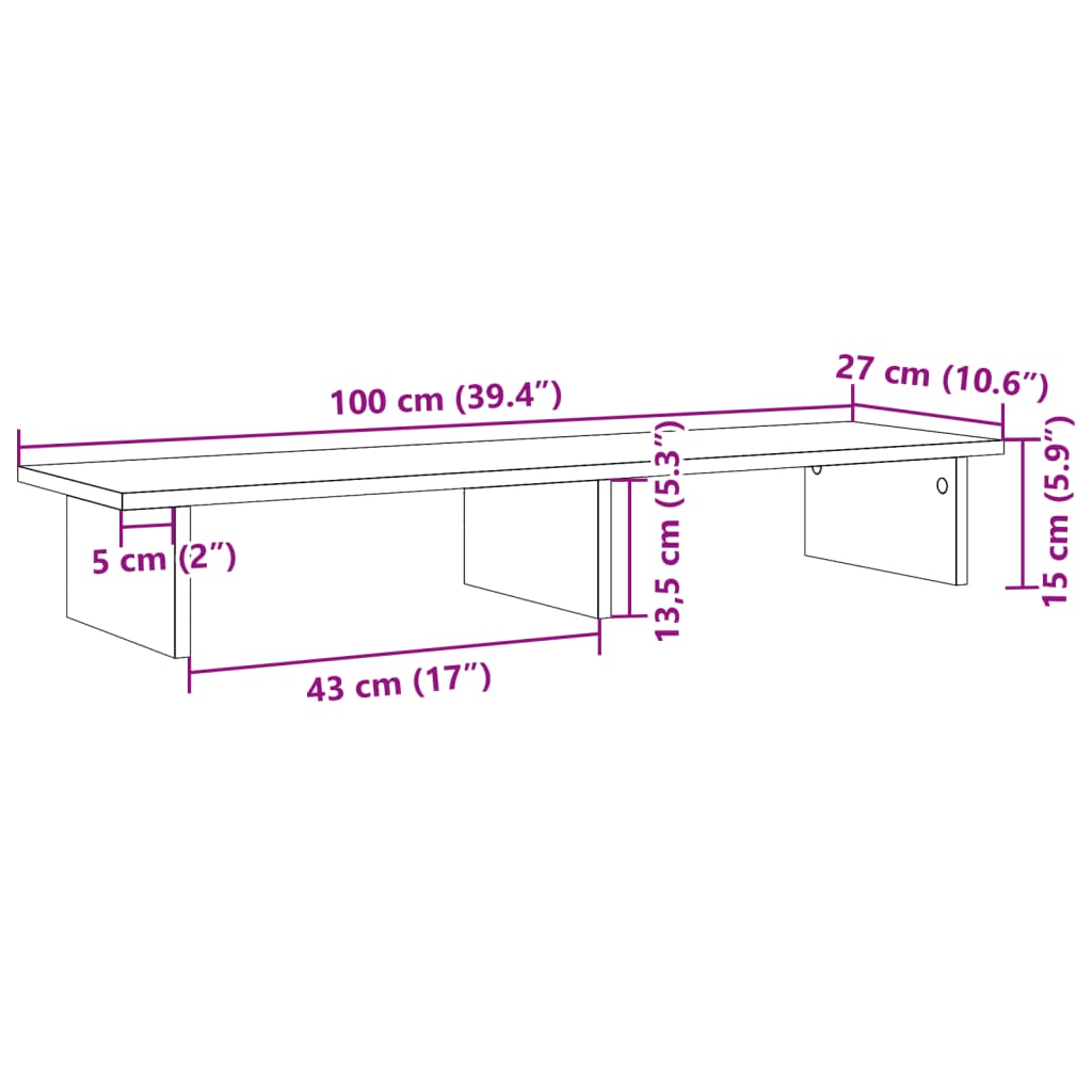 Monitor Stand Old Wood 100x27x15 cm Engineered Wood