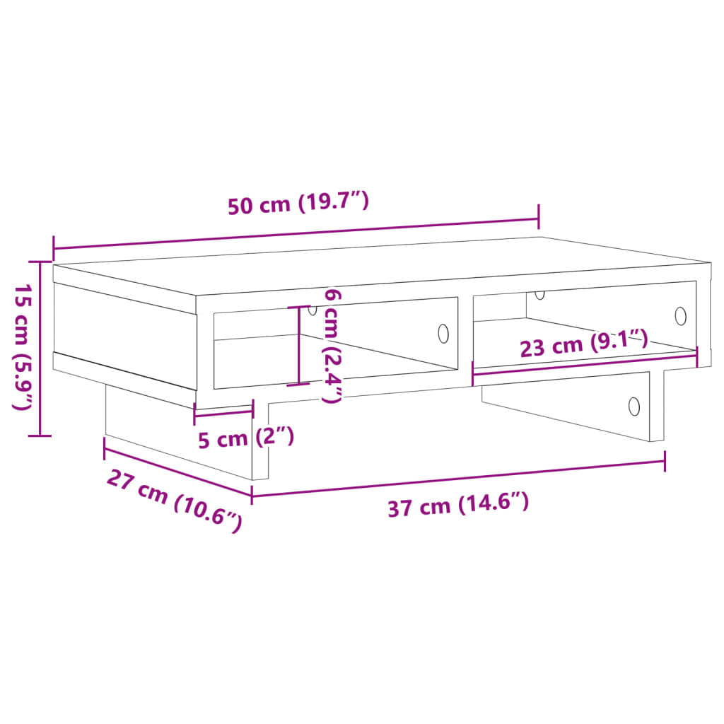 Monitor Stand Artisian Oak 50x27x15 cm Engineered Wood