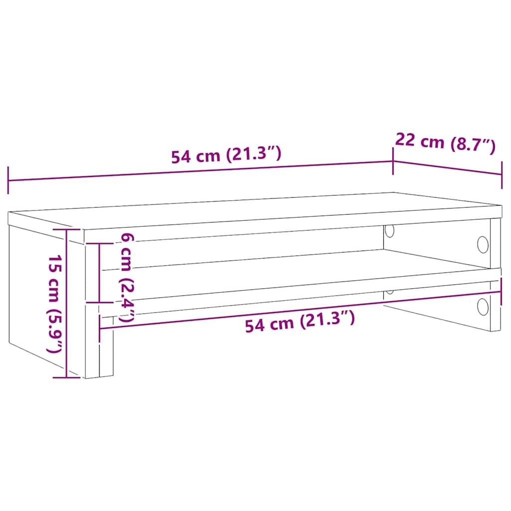 Monitor Stand Artisian Oak 54x22x15 cm Engineered Wood