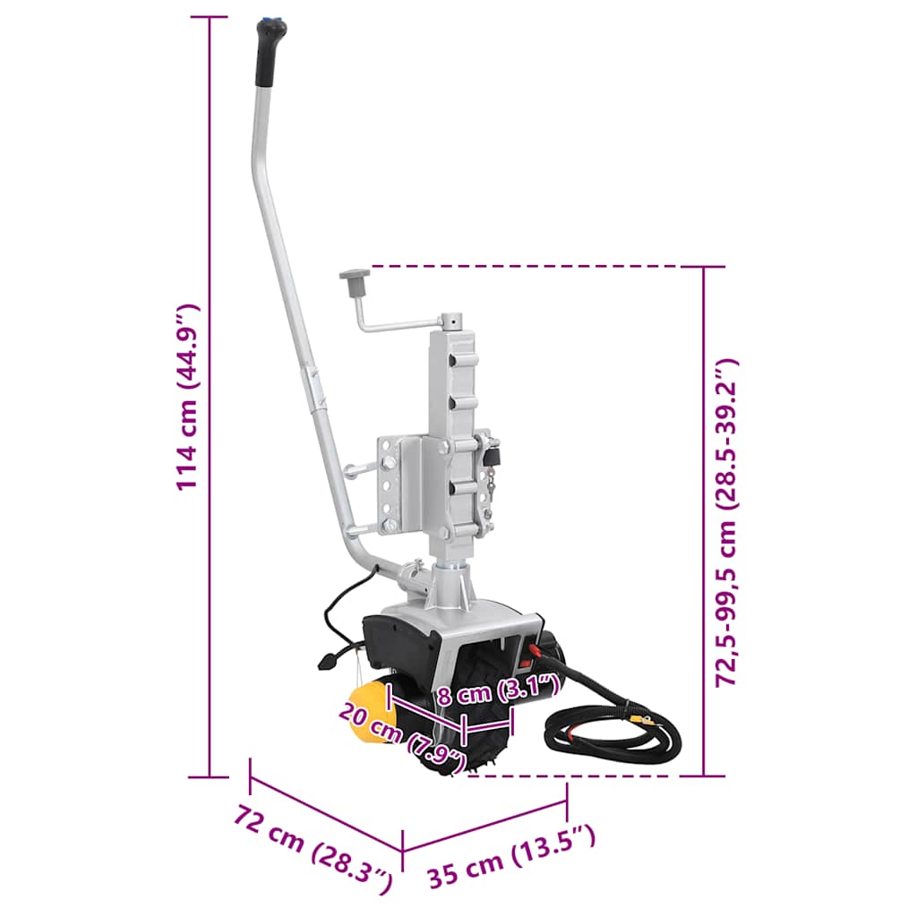 Trailer Jack Wheel 12 V 550 W Aluminium