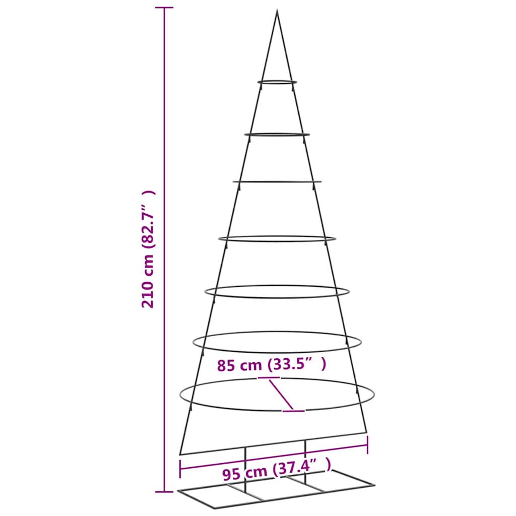 Metal Christmas Tree for Decoration Black 210 cm