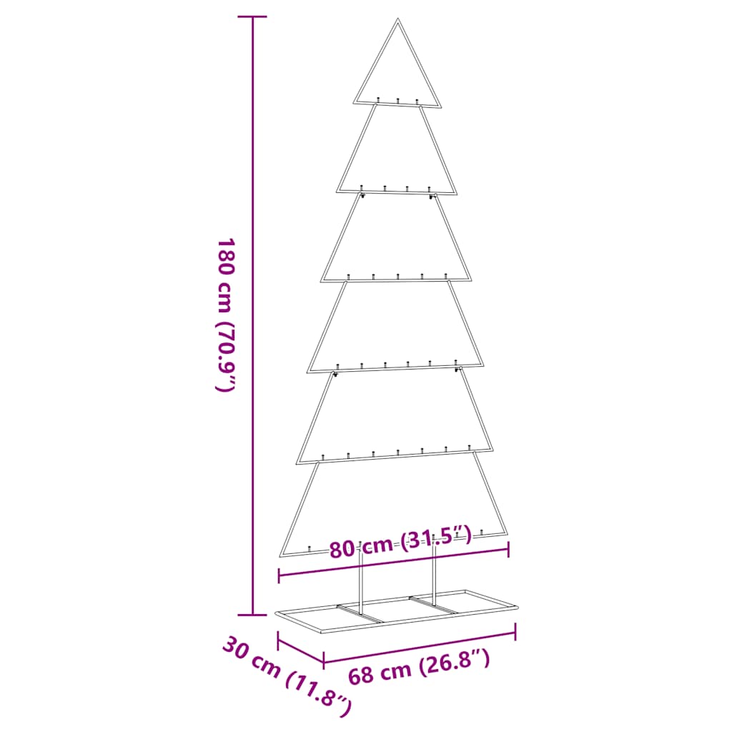 Metal Christmas Tree for Decoration Black 180 cm
