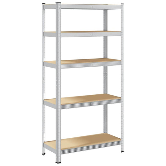 5-Layer Storage Shelf Silver Steel&Engineered Wood 5-Layer Storage Shelf Silver Steel&Engineered Wood