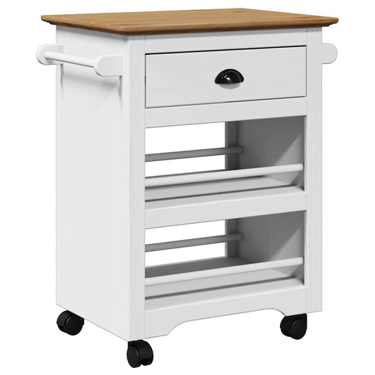 Kitchen Trolley "BODO" White and Brown 67,5x45x80 cm Kitchen Trolley "BODO" White and Brown 67,5x45x80 cm