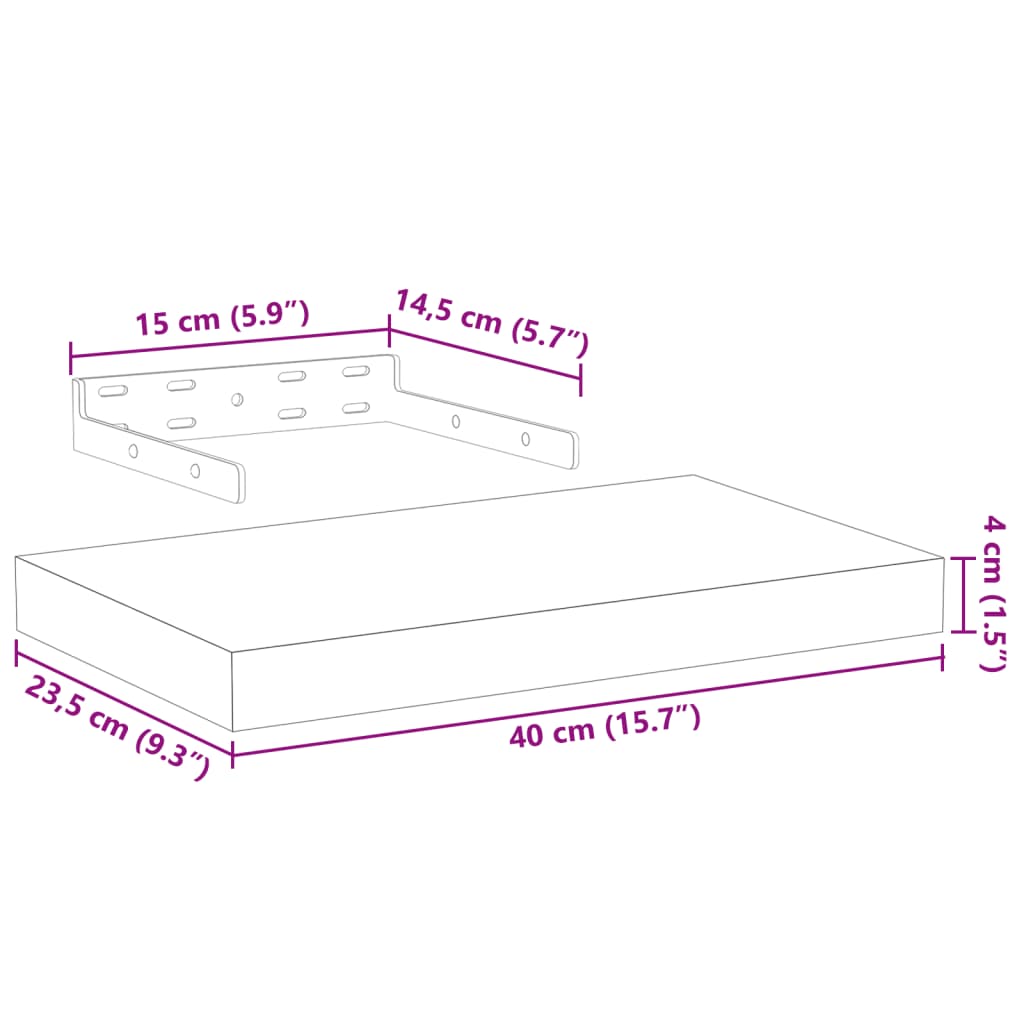 Floating Shelves 4 pcs 40x23,5x4 cm Engineered Wood