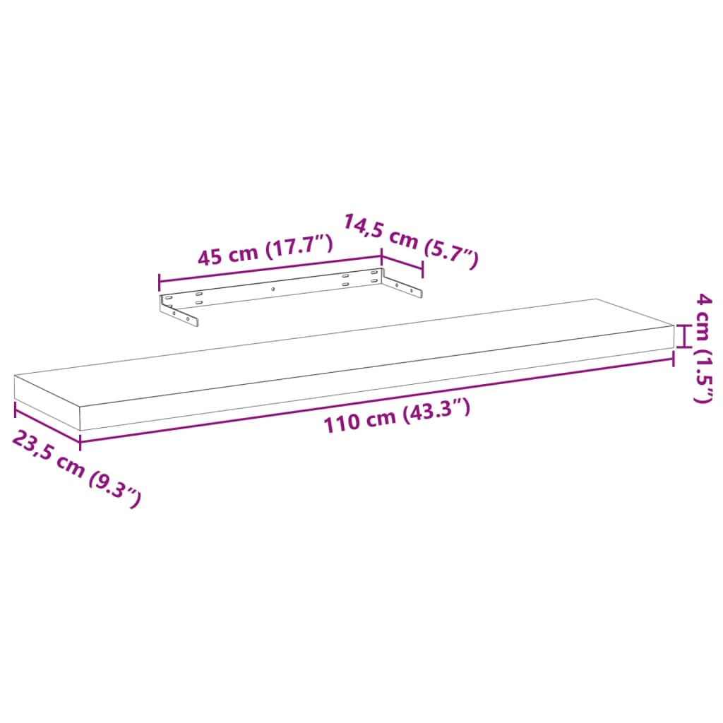 Floating Shelves 4 pcs 110x23,5x4 cm Engineered Wood