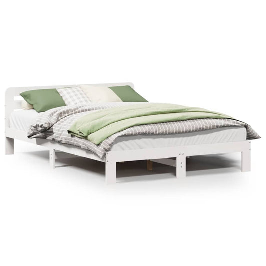 Bed Frame without Mattress White 150x200 cm Solid Wood Pine Bed Frame without Mattress White 150x200 cm Solid Wood Pine