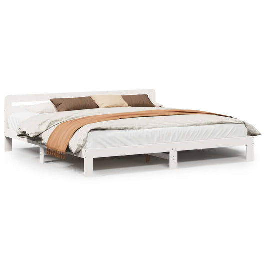 Bed Frame without Mattress White 180x200 cm Super King Solid Wood Pine Bed Frame without Mattress White 180x200 cm Super King Solid Wood Pine