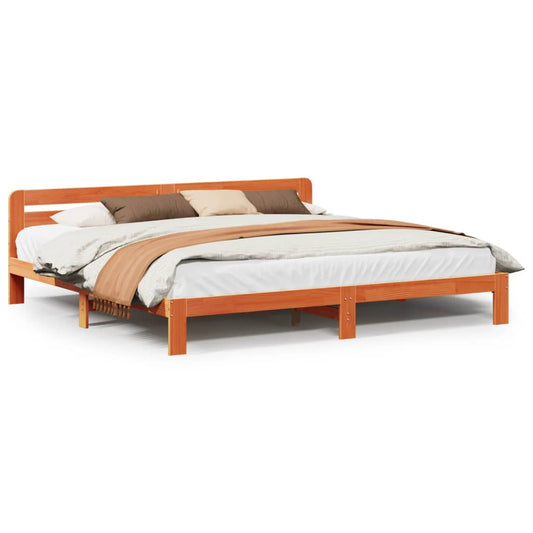 Bed Frame without Mattress Wax Brown 200x200 cm Solid Wood Pine Bed Frame without Mattress Wax Brown 200x200 cm Solid Wood Pine