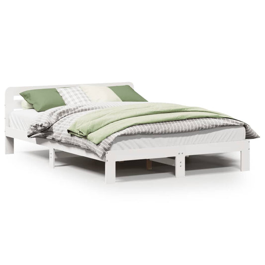 Bed Frame without Mattress White 140x190 cm Solid Wood Pine Bed Frame without Mattress White 140x190 cm Solid Wood Pine