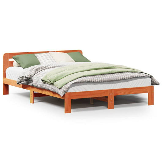 Bed Frame without Mattress Wax Brown 140x190 cm Solid Wood Pine Bed Frame without Mattress Wax Brown 140x190 cm Solid Wood Pine
