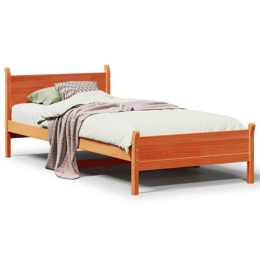 Bed Frame | Wax Brown | Solid Pine Wood, Plywood | Single | Bed Frame Bed Frame | Wax Brown | Solid Pine Wood, Plywood | Single | Bed Frame
