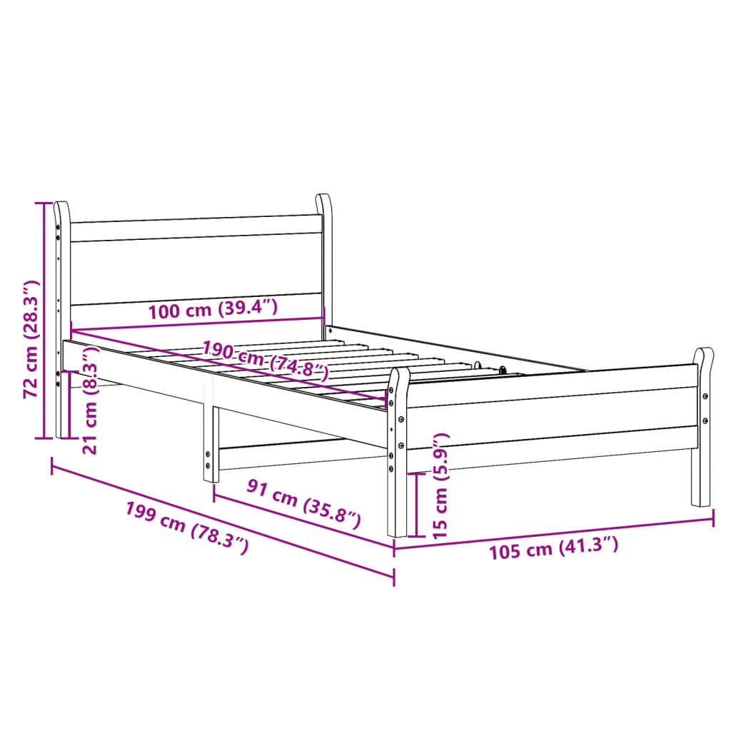 Bed Frame | Wax Brown | Solid Pine Wood, Plywood | Single | Bed Frame