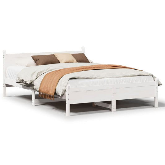 Bed Frame without Mattress White 135x190 cm Solid Wood Pine Bed Frame without Mattress White 135x190 cm Solid Wood Pine