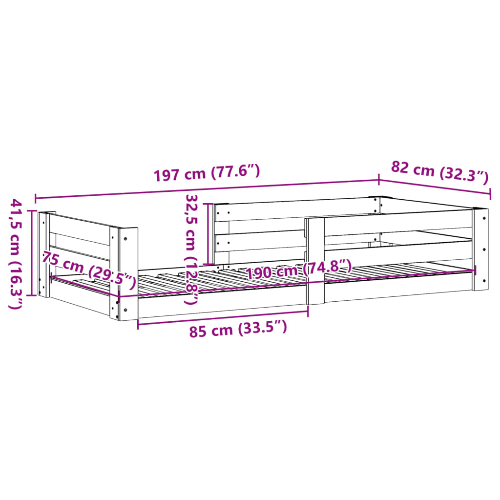Bed Frame without Mattress 75x190 cm Solid Wood Pine