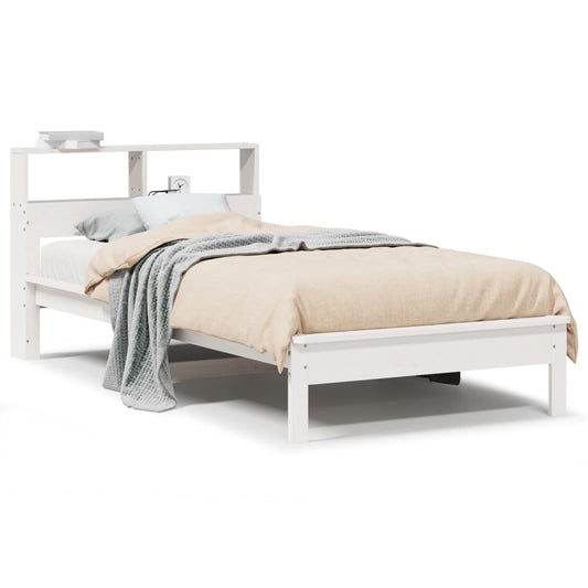 Bookcase Bed without Mattress White 90x190 cm Single Solid Wood Pine Bookcase Bed without Mattress White 90x190 cm Single Solid Wood Pine
