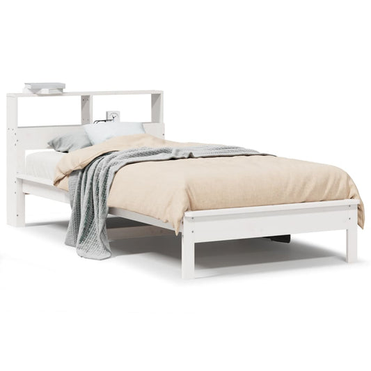 Bookcase Bed without Mattress White 75x190 cm Small Single Solid Wood Pine Bookcase Bed without Mattress White 75x190 cm Small Single Solid Wood Pine