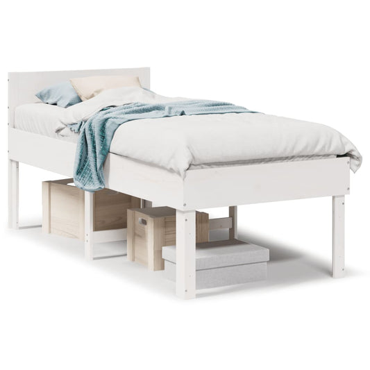 Bed Frame without Mattress White 75x190 cm Small Single Solid Wood Pine Bed Frame without Mattress White 75x190 cm Small Single Solid Wood Pine