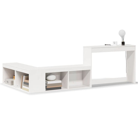 Bedside Cabinet with Desk White 232x112x75 cm Solid Wood Pine Bedside Cabinet with Desk White 232x112x75 cm Solid Wood Pine