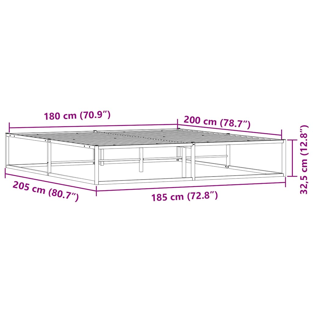Bed Frame without Mattress White 180x200 cm Super King Metal