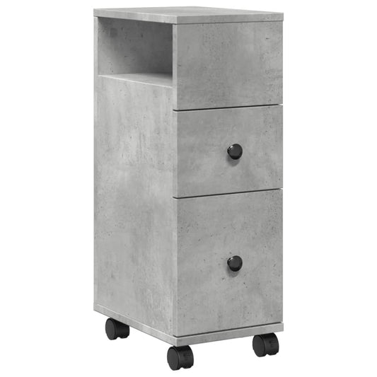 Narrow Bathroom Cabinet with Wheels Concrete Grey Engineered Wood Narrow Bathroom Cabinet with Wheels Concrete Grey Engineered Wood