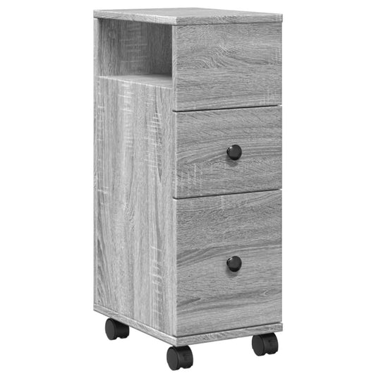 Narrow Bathroom Cabinet with Wheels Grey Sonoma Engineered Wood Narrow Bathroom Cabinet with Wheels Grey Sonoma Engineered Wood