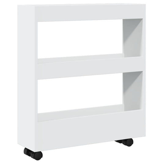Narrow Storage Trolley 3 Tier White Engineered Wood Narrow Storage Trolley 3 Tier White Engineered Wood